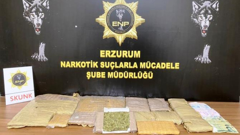 Erzurum’da 8 kilogram uyuşturucu ele geçirildi