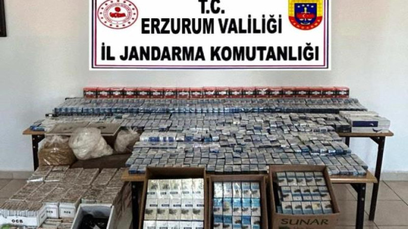 Erzurum İl Jandarma 3 bin 500 kaçak paket sigara ele geçirdi