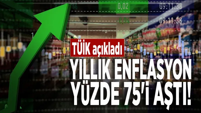 Yıllık enflasyon yüzde 75, 45 oldu