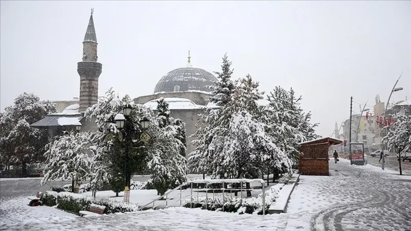 Erzurum şehir merkezi güne kar ile uyandı