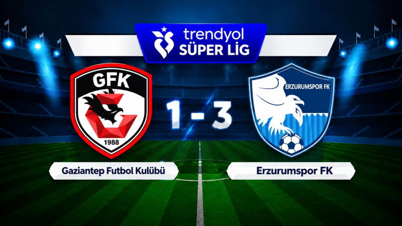 Trendyol Süper Lig: Gaziantepspor 1-3 Erzurumspor
