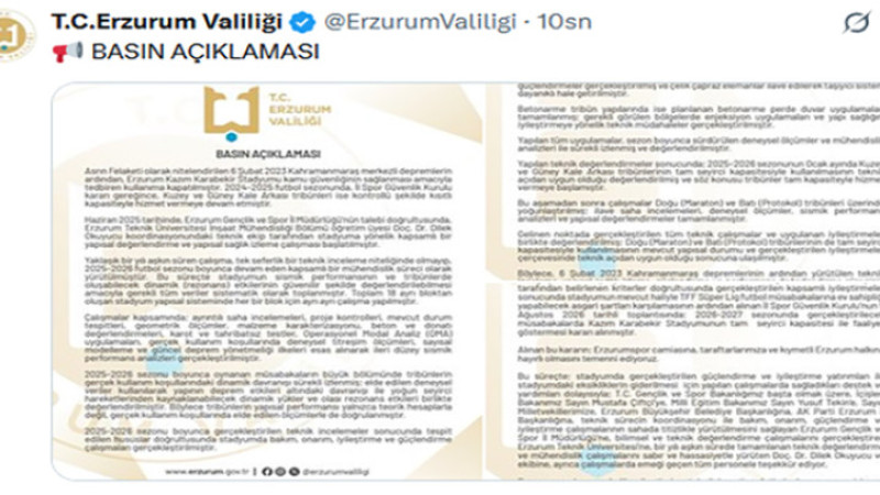 Kazım Karabekir Stadyumunun bütün tribünleri açıldı